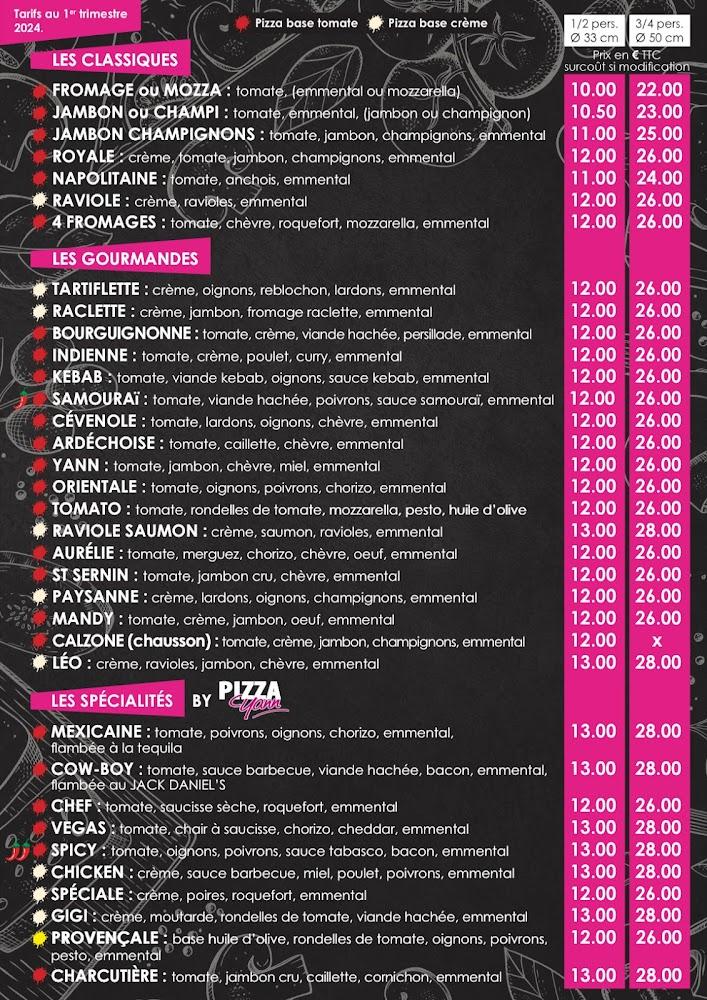 PIZZA YANN St Sernin - Menu Image 1